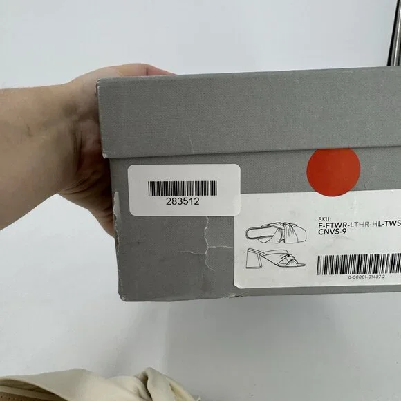 Everlane The Day Twist Heel Sandals sz 9 Parchment Slip-on Leather Block Heel - Picture 9 of 9